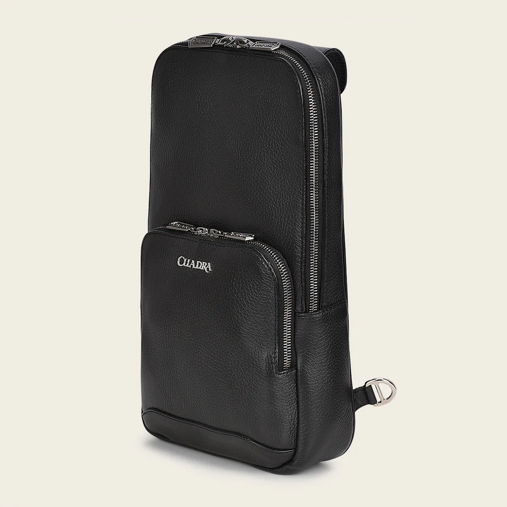 Cuadra Luxury Black Deer Leather Crossbody Messenger Bag for Men