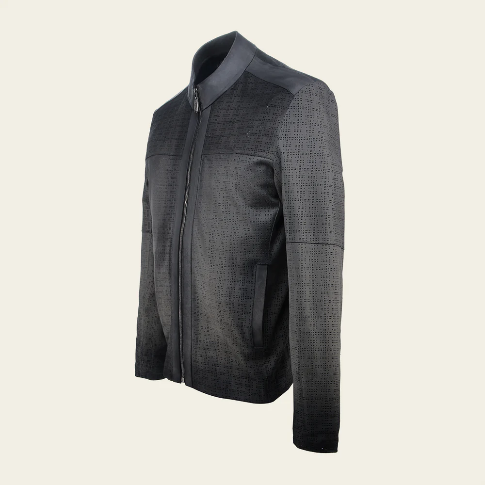 Grey perforated neckless jacket