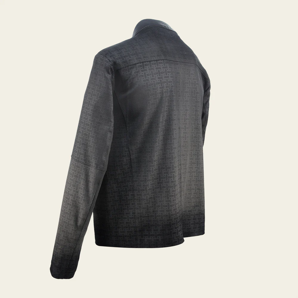 Grey perforated neckless jacket