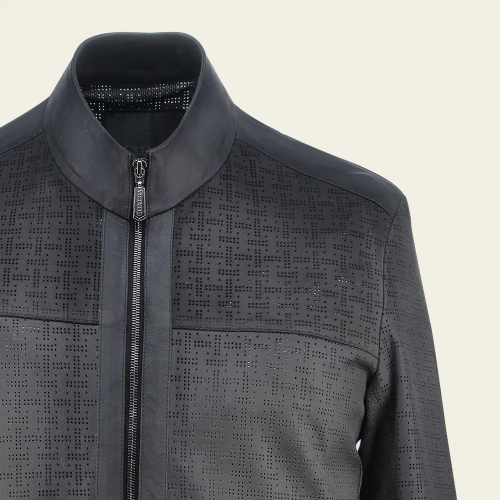 Grey perforated neckless jacket