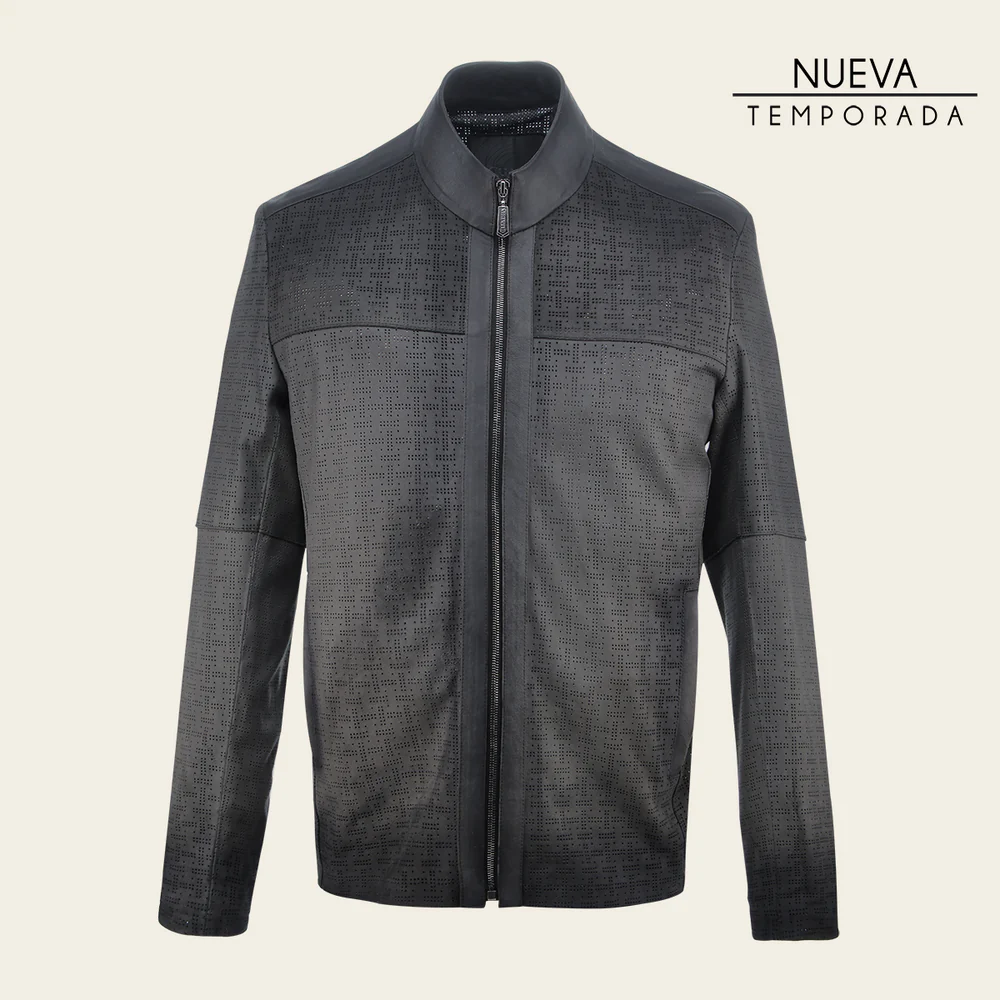 Grey perforated neckless jacket