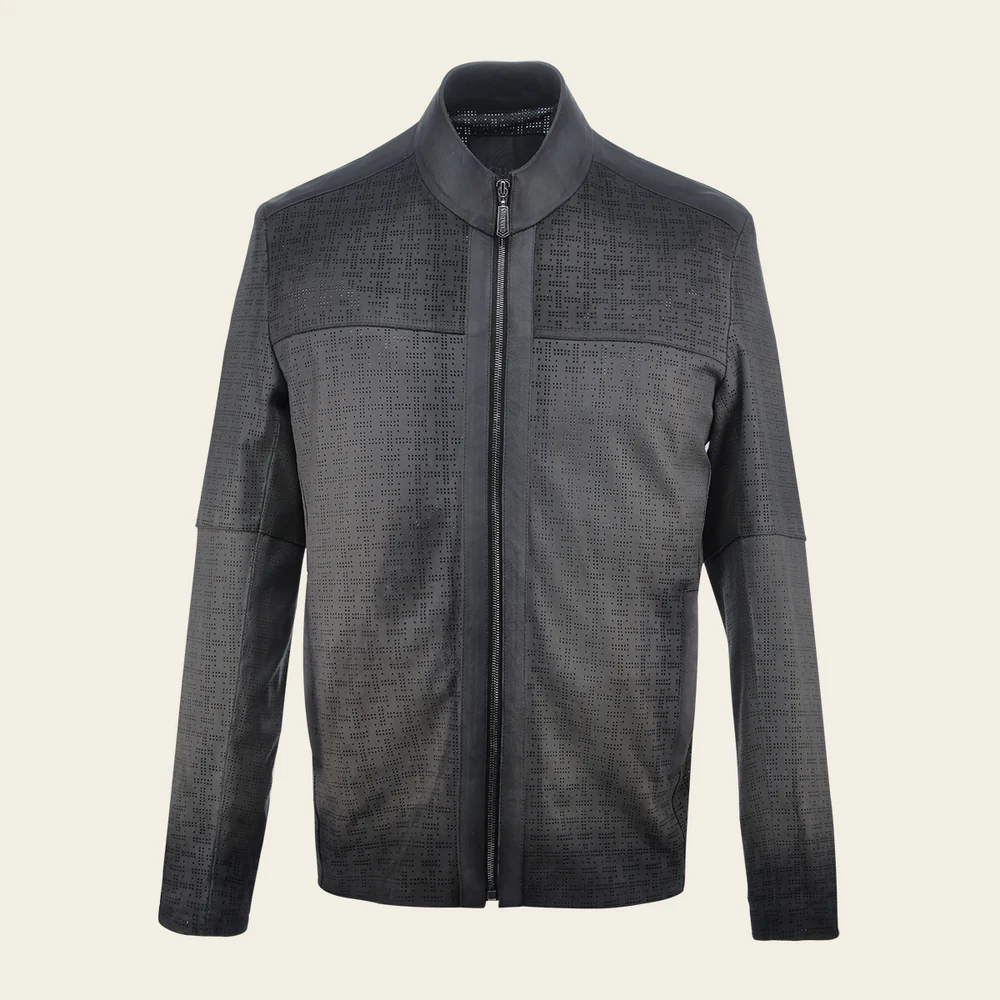 Grey perforated neckless jacket