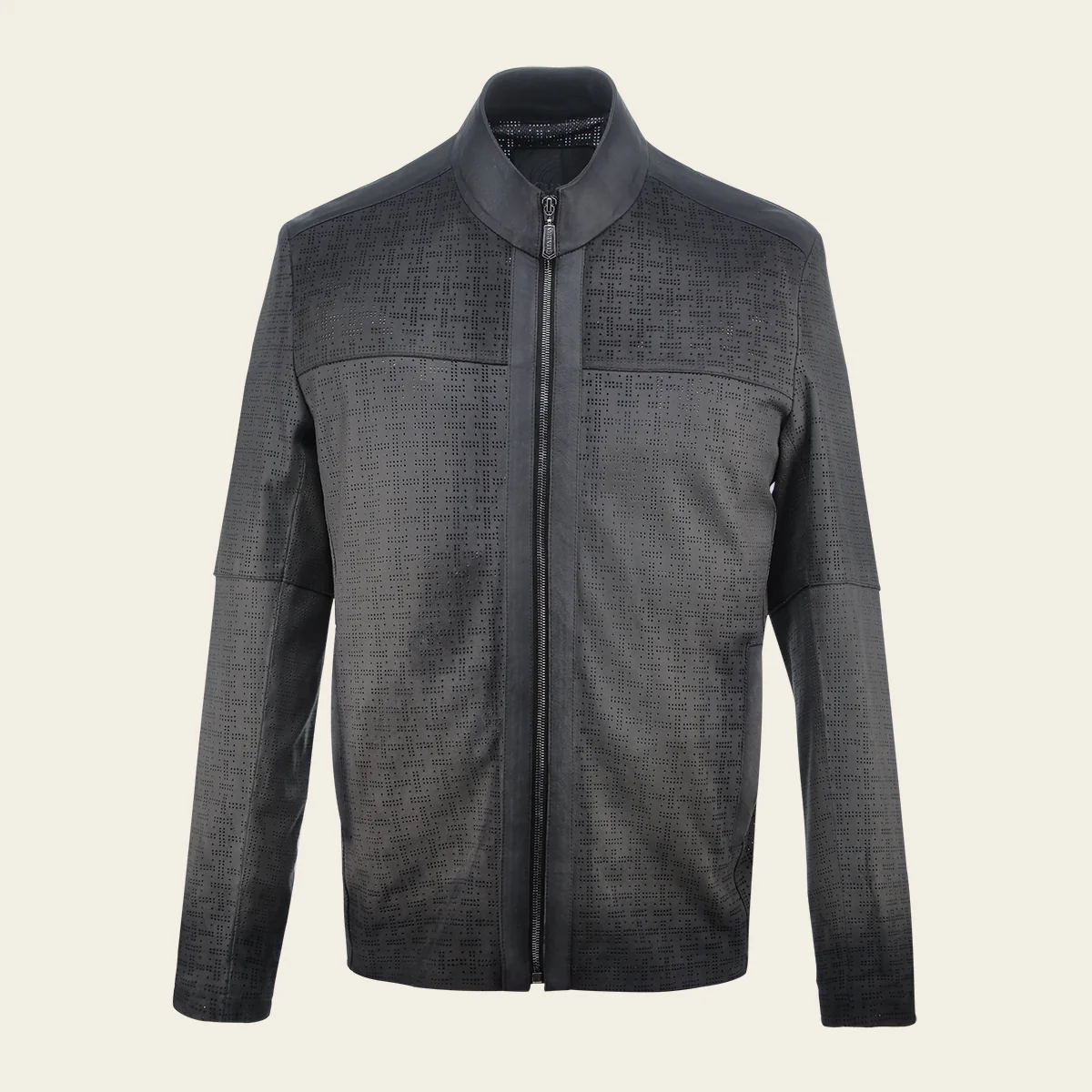 Grey perforated neckless jacket