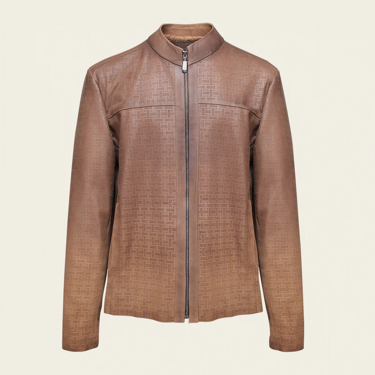 Honey brown perforated neckless jacket