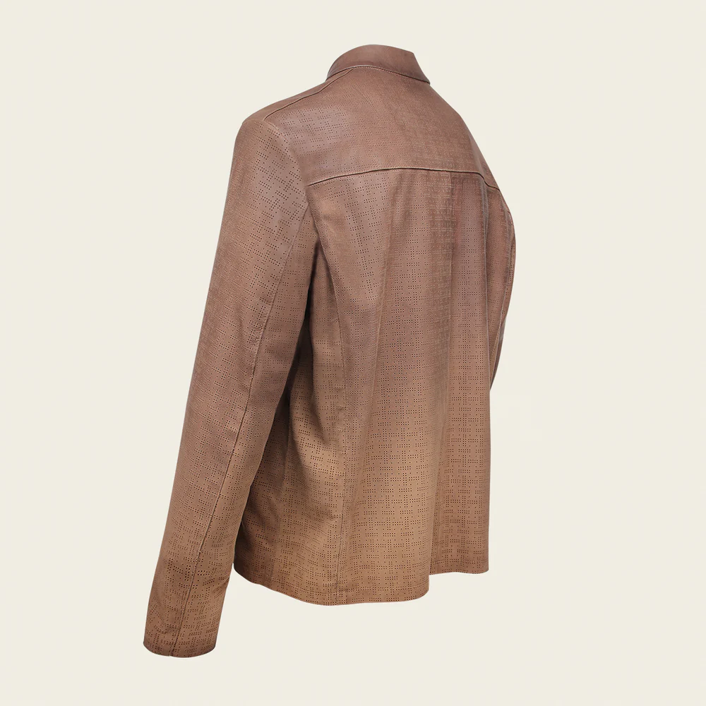 Honey brown perforated neckless jacket
