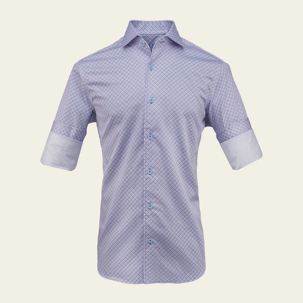 Cuadra Men’s Blue Geometric Texture Shirt