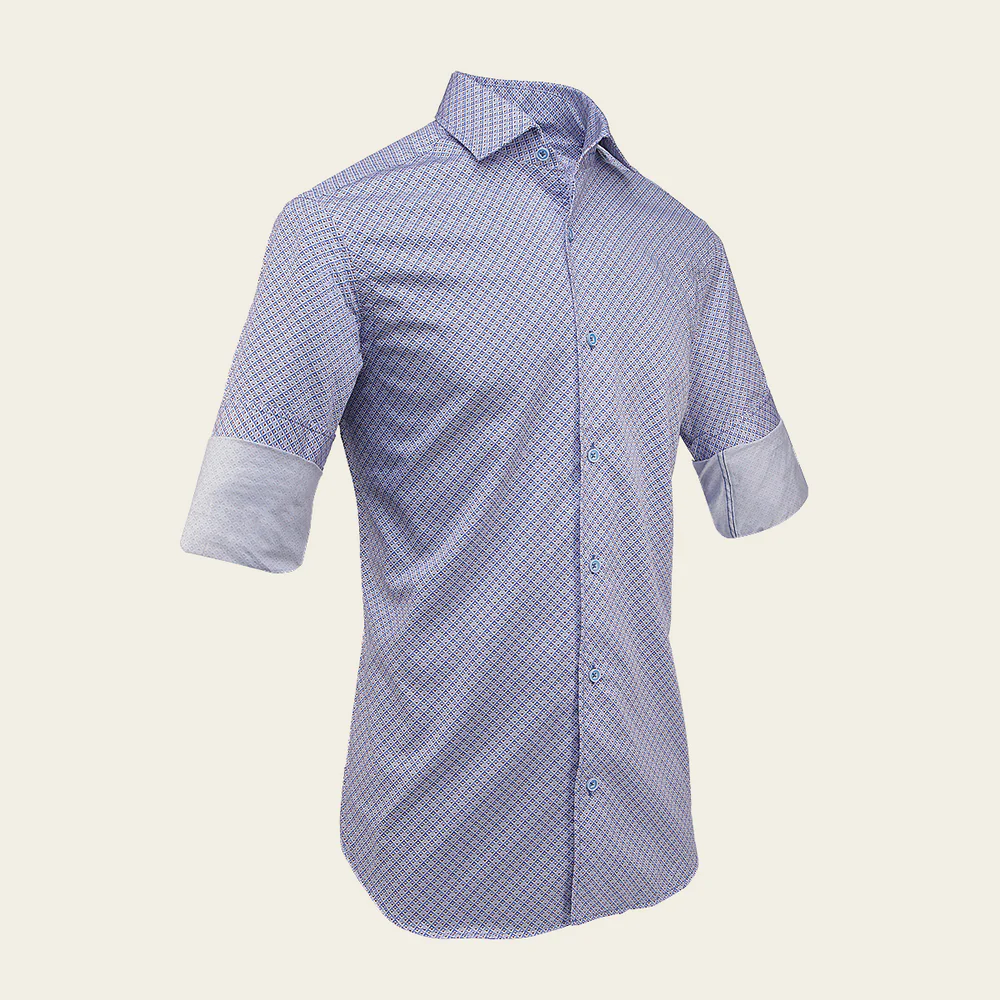 Cuadra Men’s Blue Geometric Texture Shirt