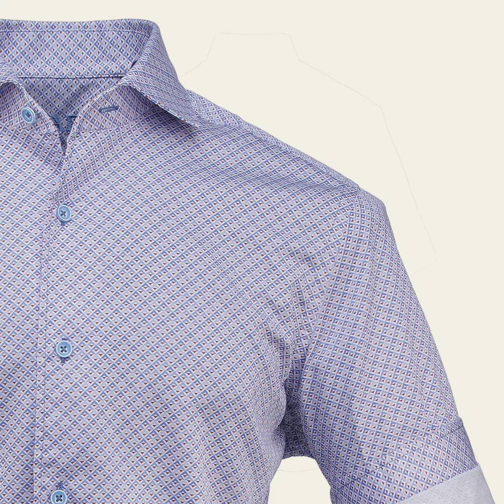 Cuadra Men’s Blue Geometric Texture Shirt