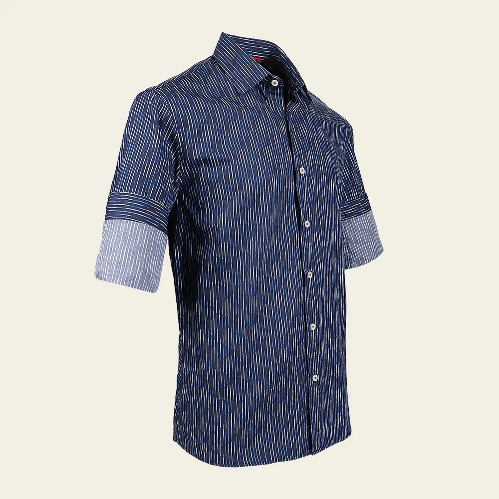 Cuadra Men’s Navy Paisley Fashion Shirt in Soft Cotton