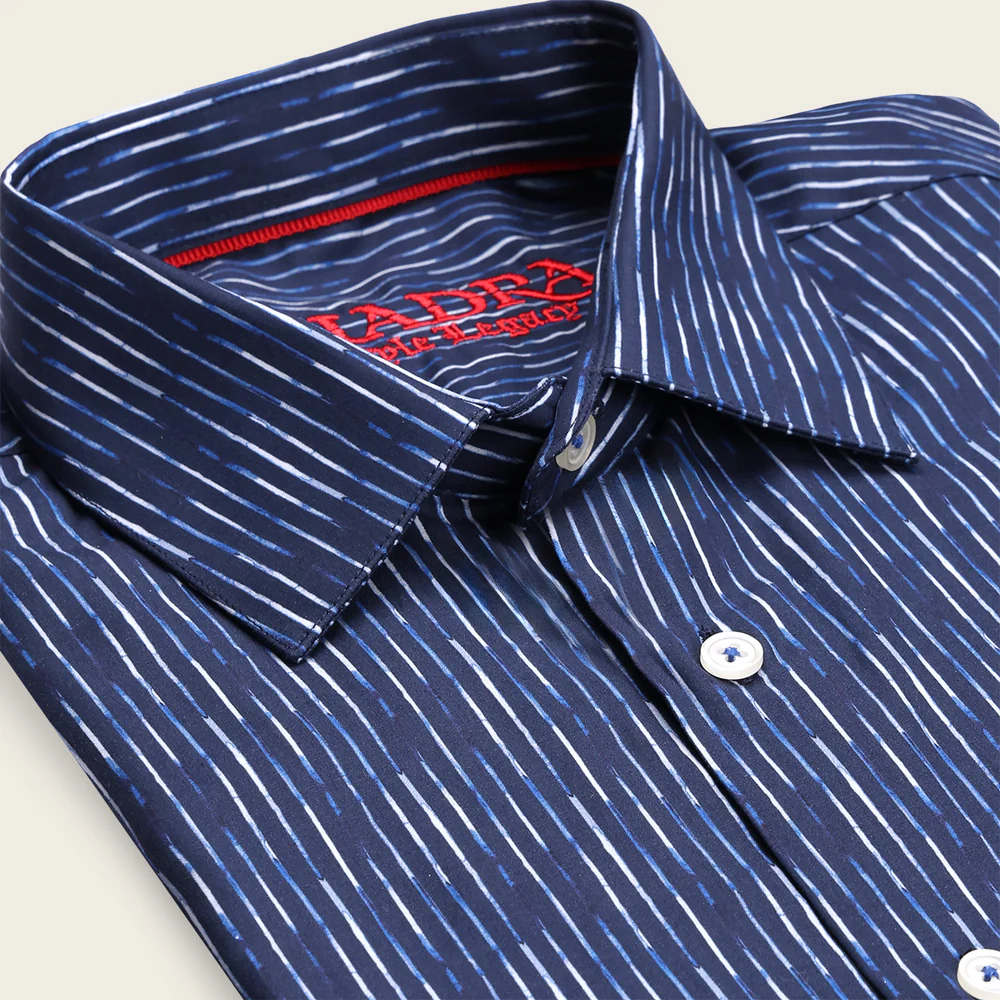 Cuadra Men’s Navy Paisley Fashion Shirt in Soft Cotton