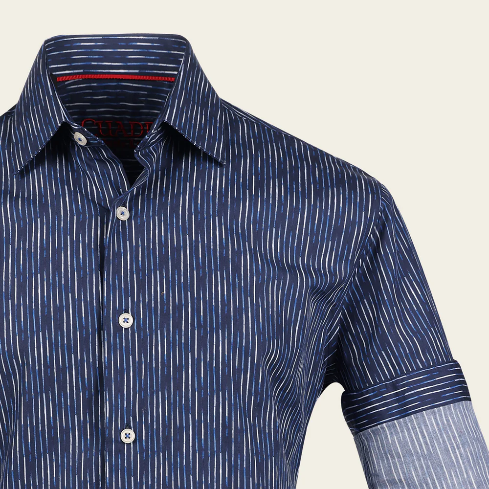 Cuadra Men’s Navy Paisley Fashion Shirt in Soft Cotton