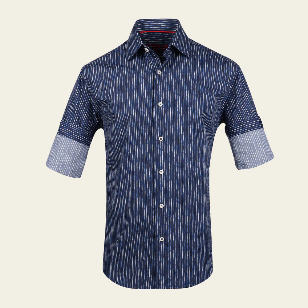 Cuadra Men’s Navy Paisley Fashion Shirt in Soft Cotton