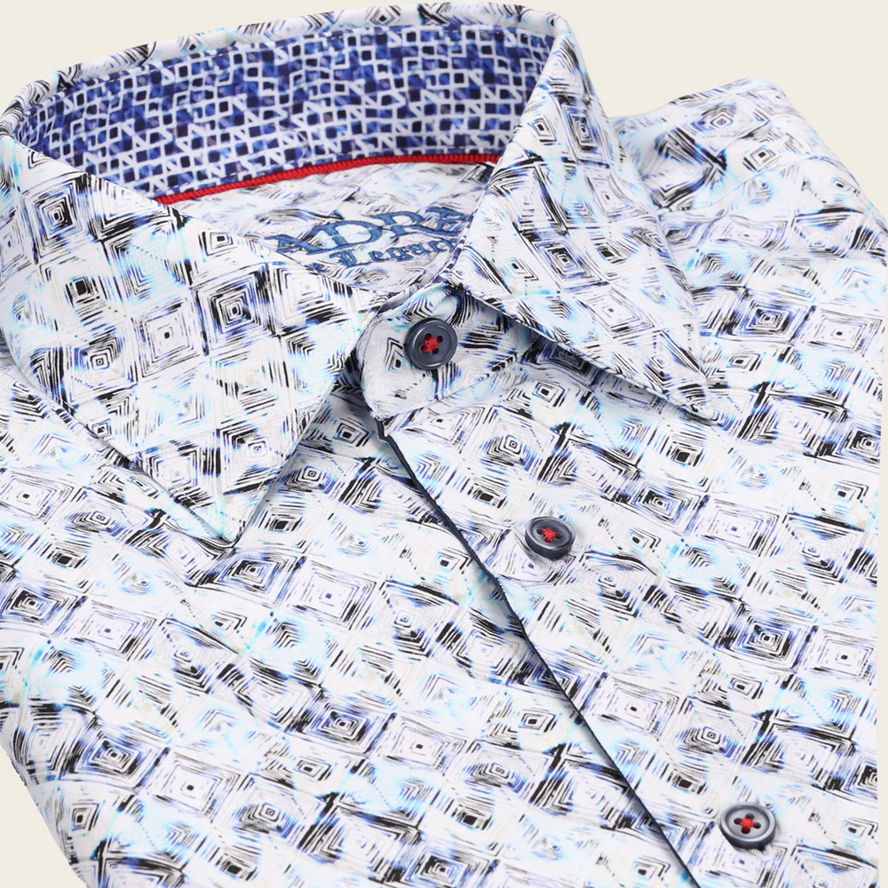 Cuadra Men’s Abstract Blue Premium Fashion Casual Shirt in Soft Cotton