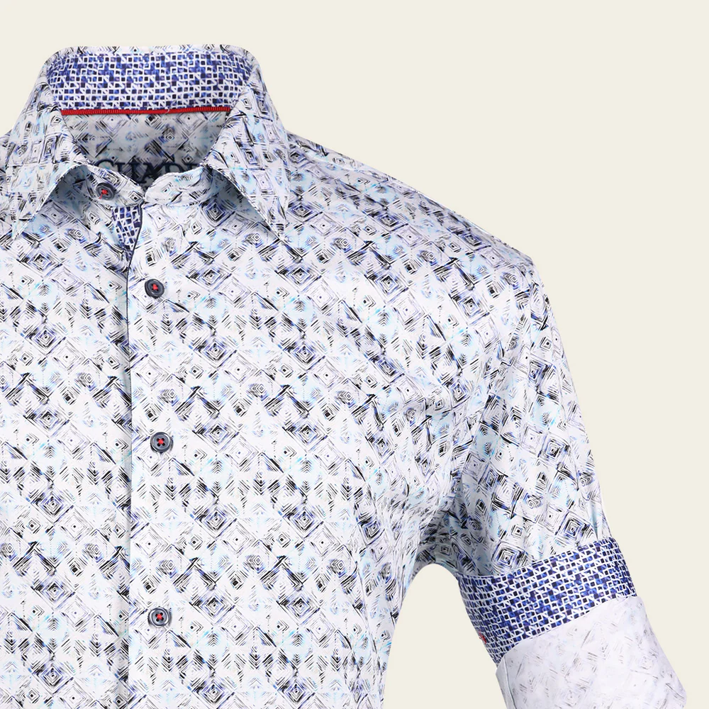 Cuadra Men’s Abstract Blue Premium Fashion Casual Shirt in Soft Cotton