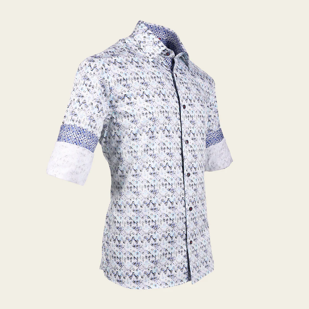 Cuadra Men’s Abstract Blue Premium Fashion Casual Shirt in Soft Cotton