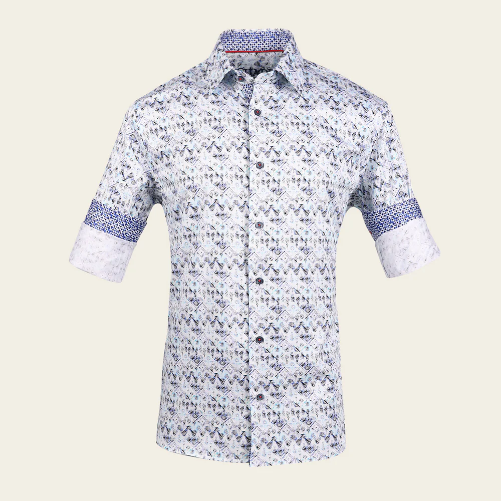 Cuadra Men’s Abstract Blue Premium Fashion Casual Shirt in Soft Cotton