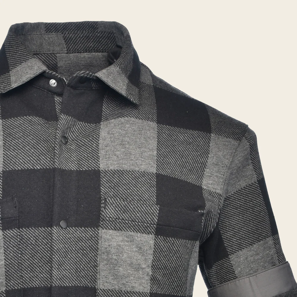 Cuadra Men’s Black Checkered Casual Long Sleeve Shirt in Cotton Tencel Lycra 8 Cuadra Men’s Black Checkered Casual Long Sleeve Shirt in Cotton Tencel Lycra