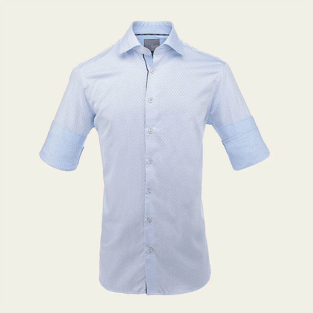 Cuadra Signature Men’s Dress Shirt in Egyptian Cotton with Geometric Contrast Pattern