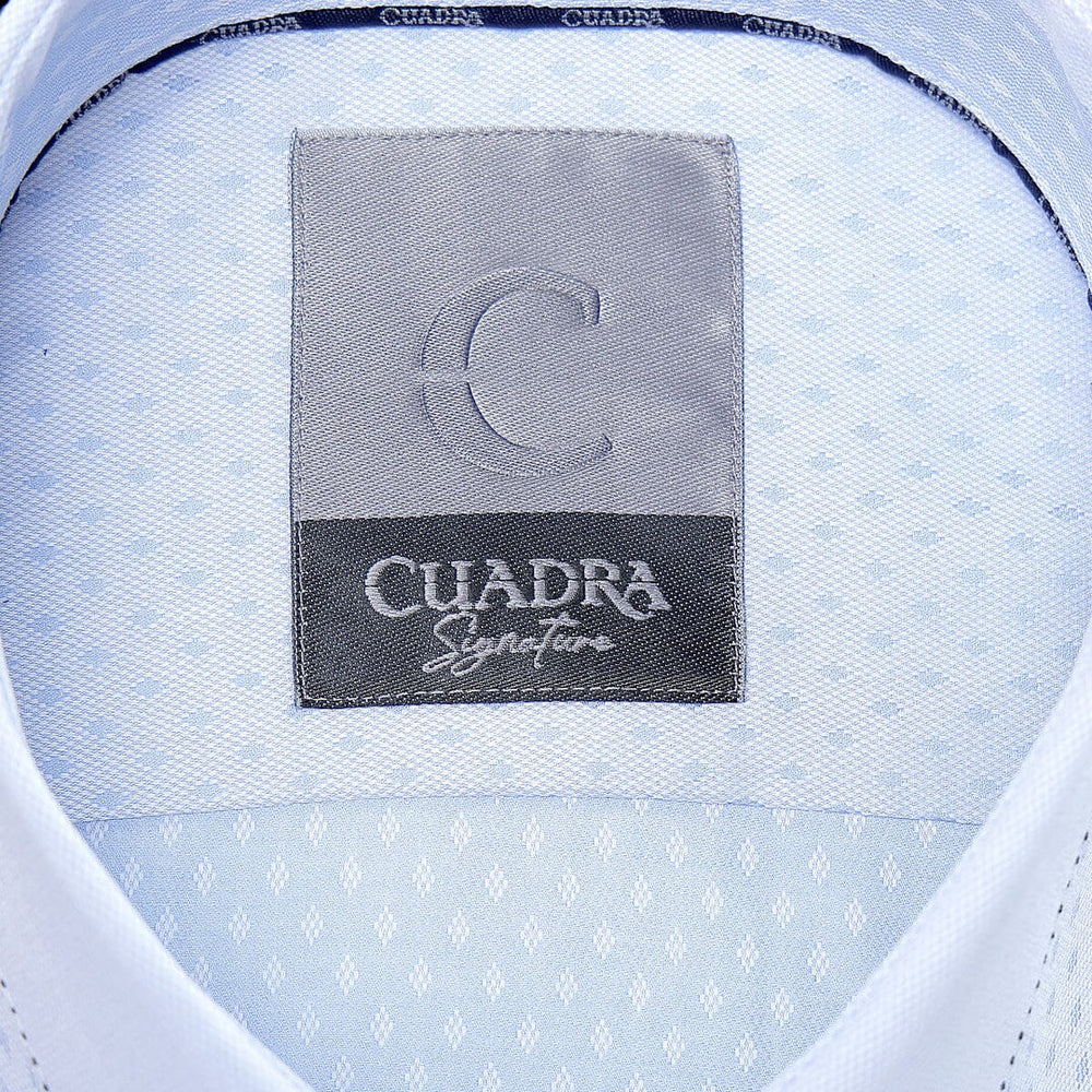 Cuadra Signature Men’s Dress Shirt in Egyptian Cotton with Geometric Contrast Pattern