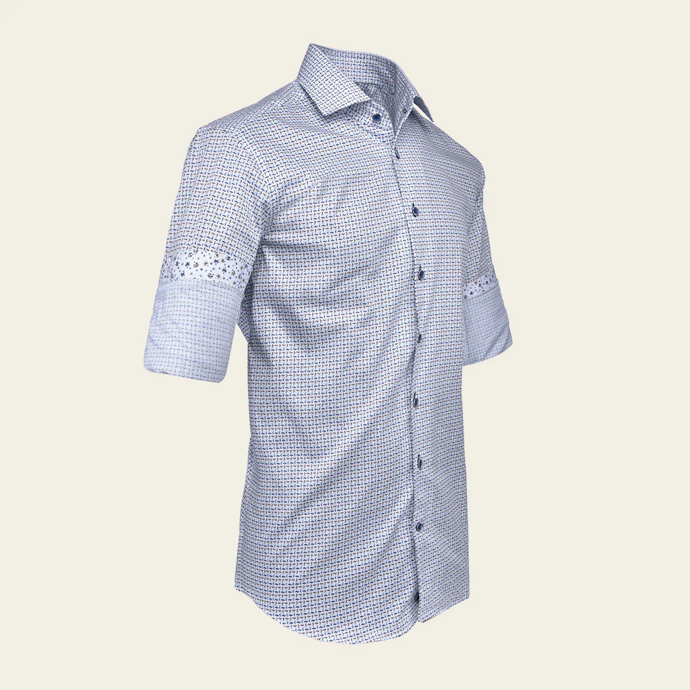 Cuadra Multicolor Patterned Men’s Shirt with Contrast Sleeve Detail