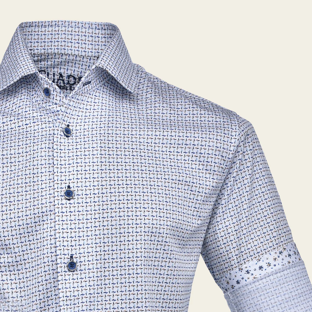Cuadra Multicolor Patterned Men’s Shirt with Contrast Sleeve Detail
