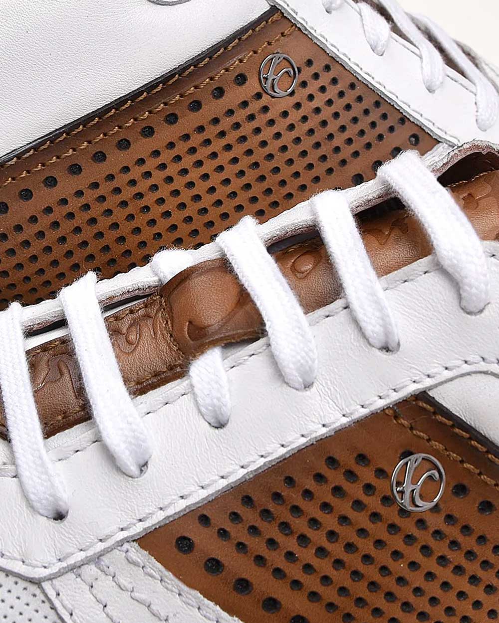 white & brown casual fashion leather sneakers for men