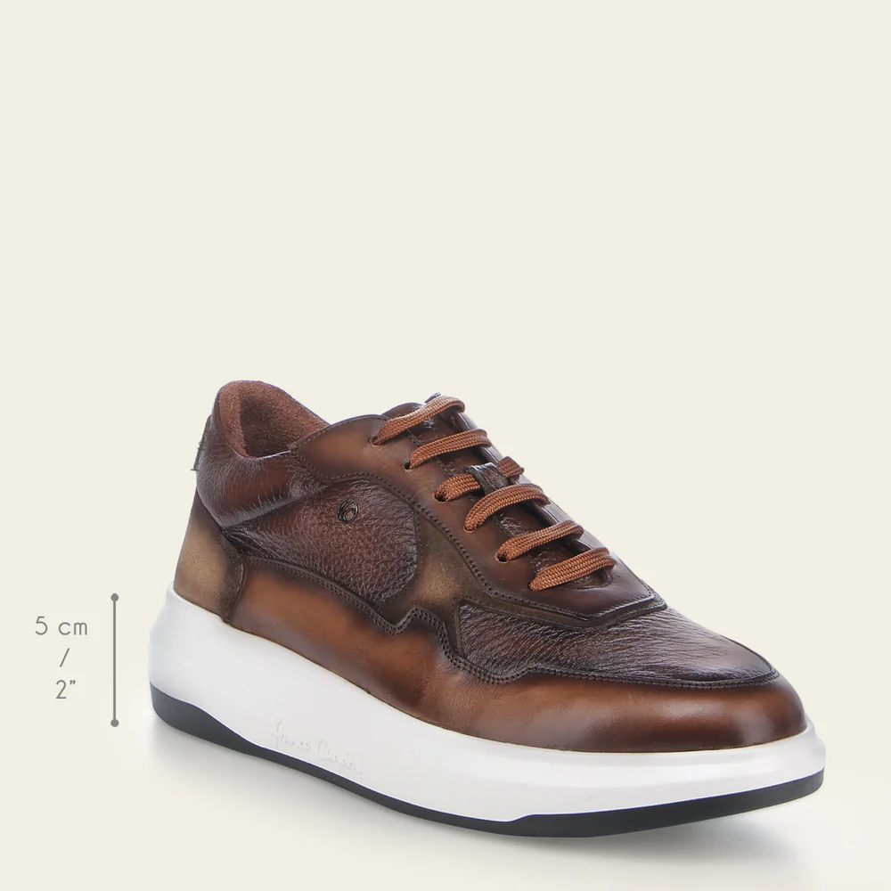 Elegant Honey Sneaker for Men in Genuine Deer Leather