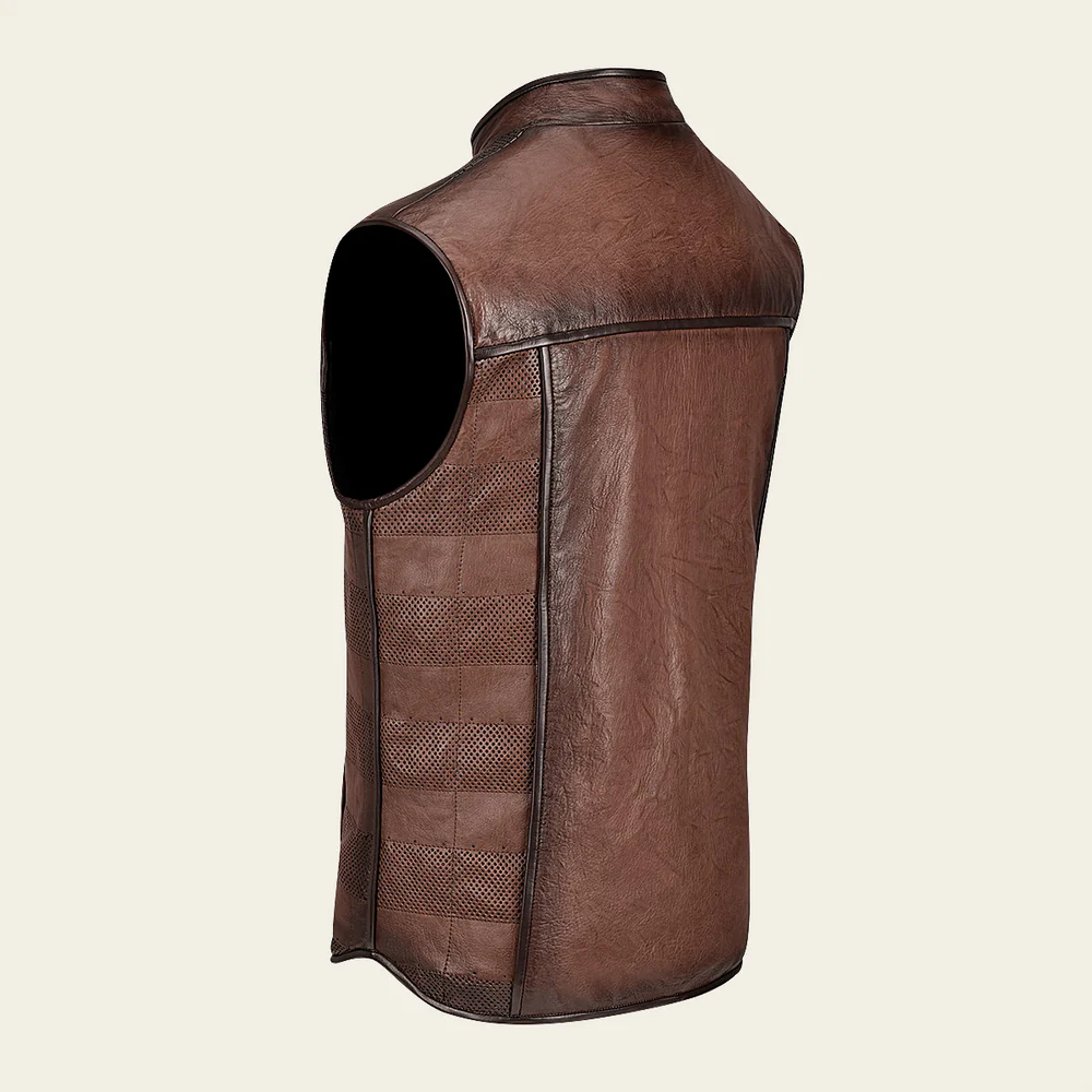 Luxury Brown Reversible Lambskin Leather Vest for Men