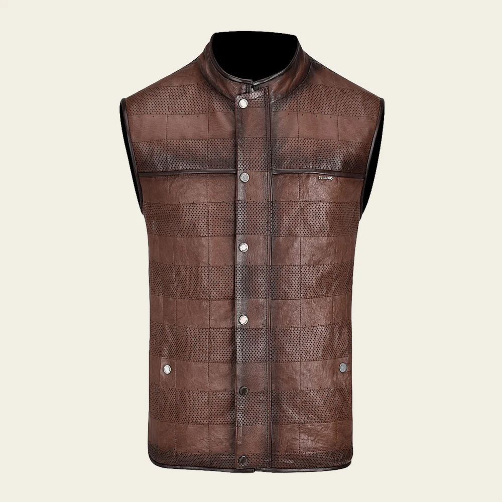 Luxury Brown Reversible Lambskin Leather Vest for Men