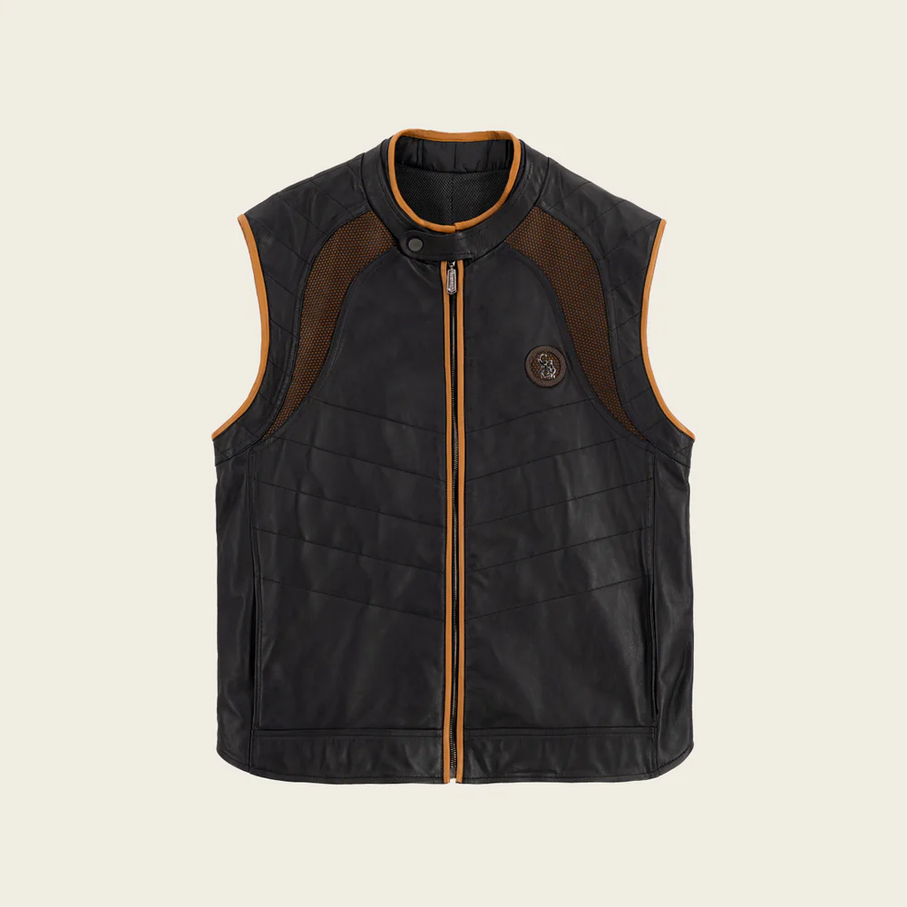 Cuadra Black Lambskin Leather Vest for Men