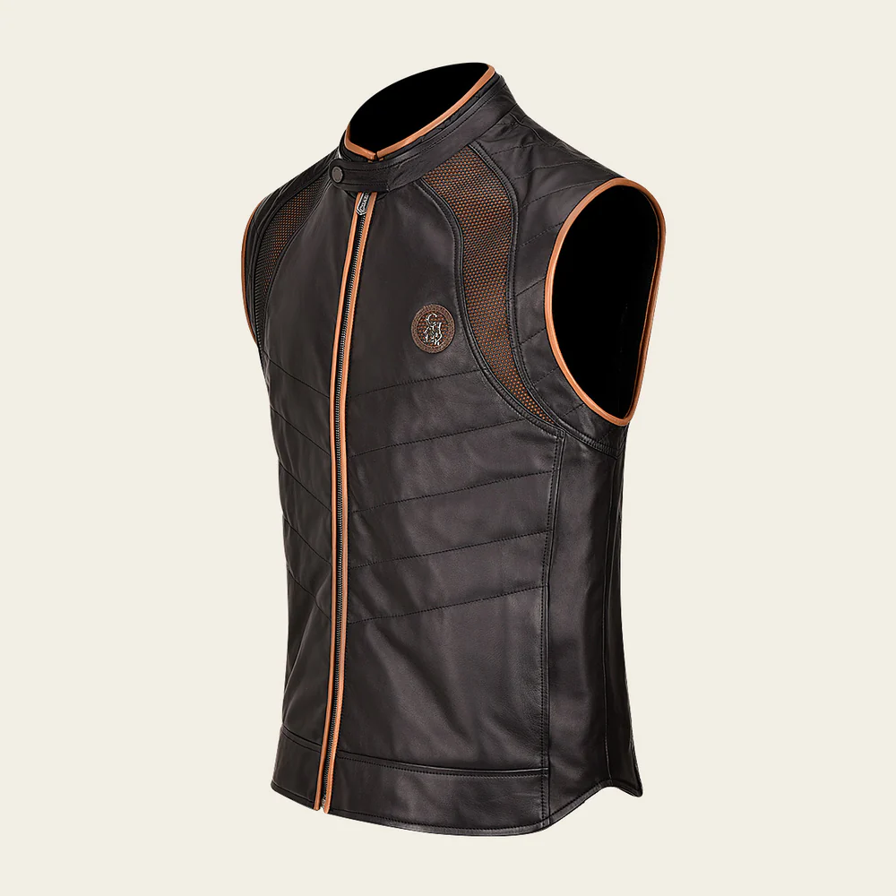 Cuadra Black Lambskin Leather Vest for Men