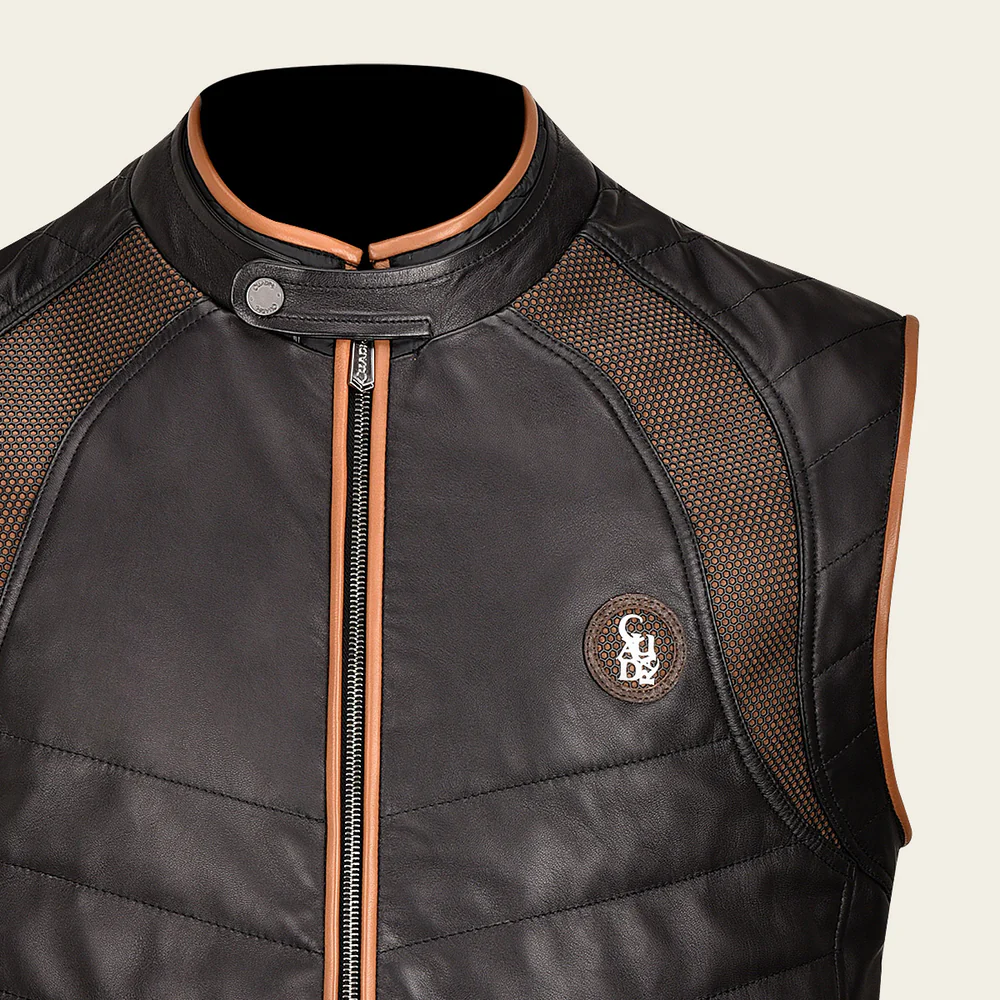 Cuadra Black Lambskin Leather Vest for Men
