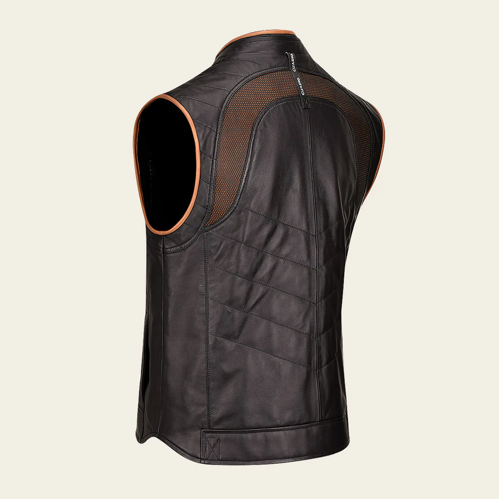 Cuadra Black Lambskin Leather Vest for Men