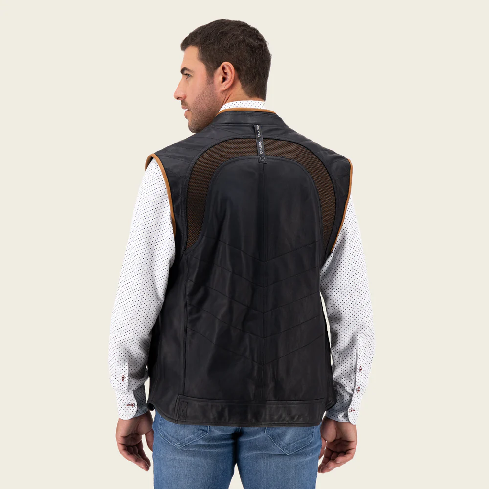 Cuadra Black Lambskin Leather Vest for Men