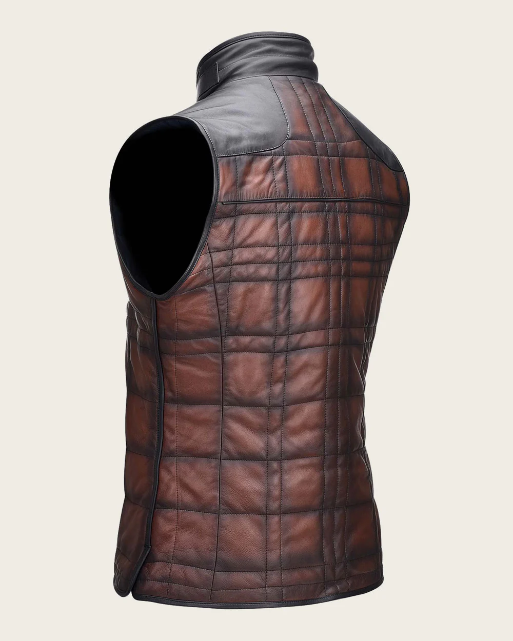 Brown embroidered doble view vest