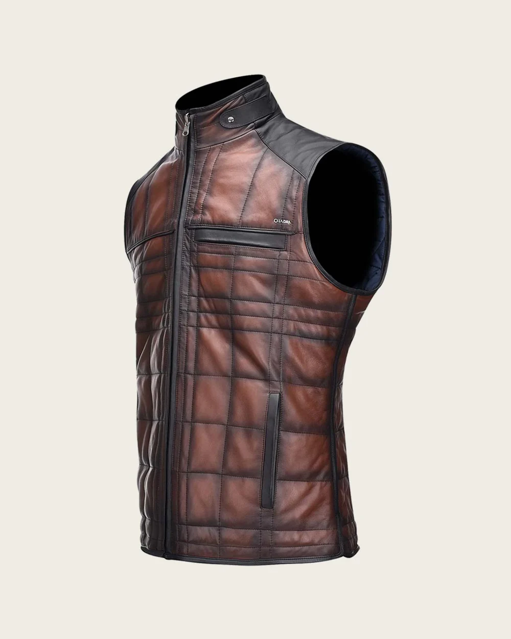Brown embroidered doble view vest