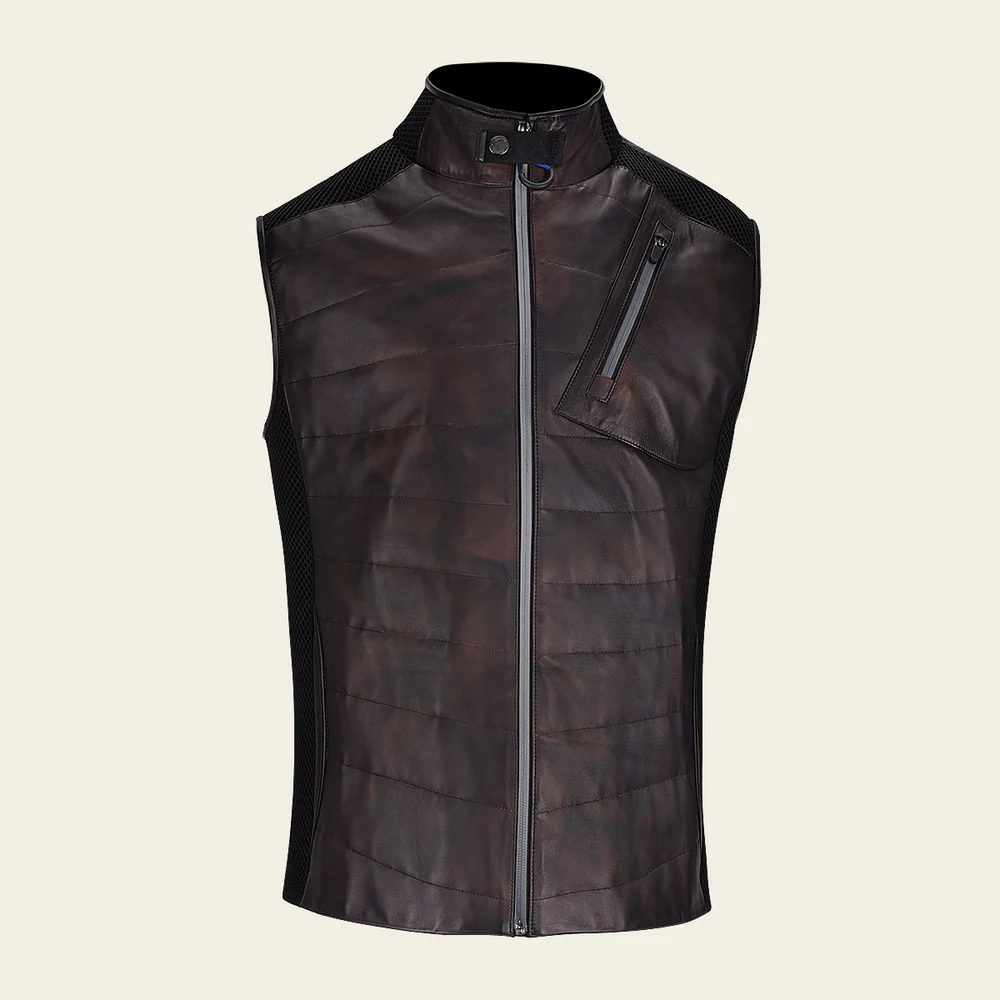 Cuadra Brown Casual Fashion Lambskin Leather Vest 9 Cuadra Brown Casual Fashion Lambskin Leather Vest