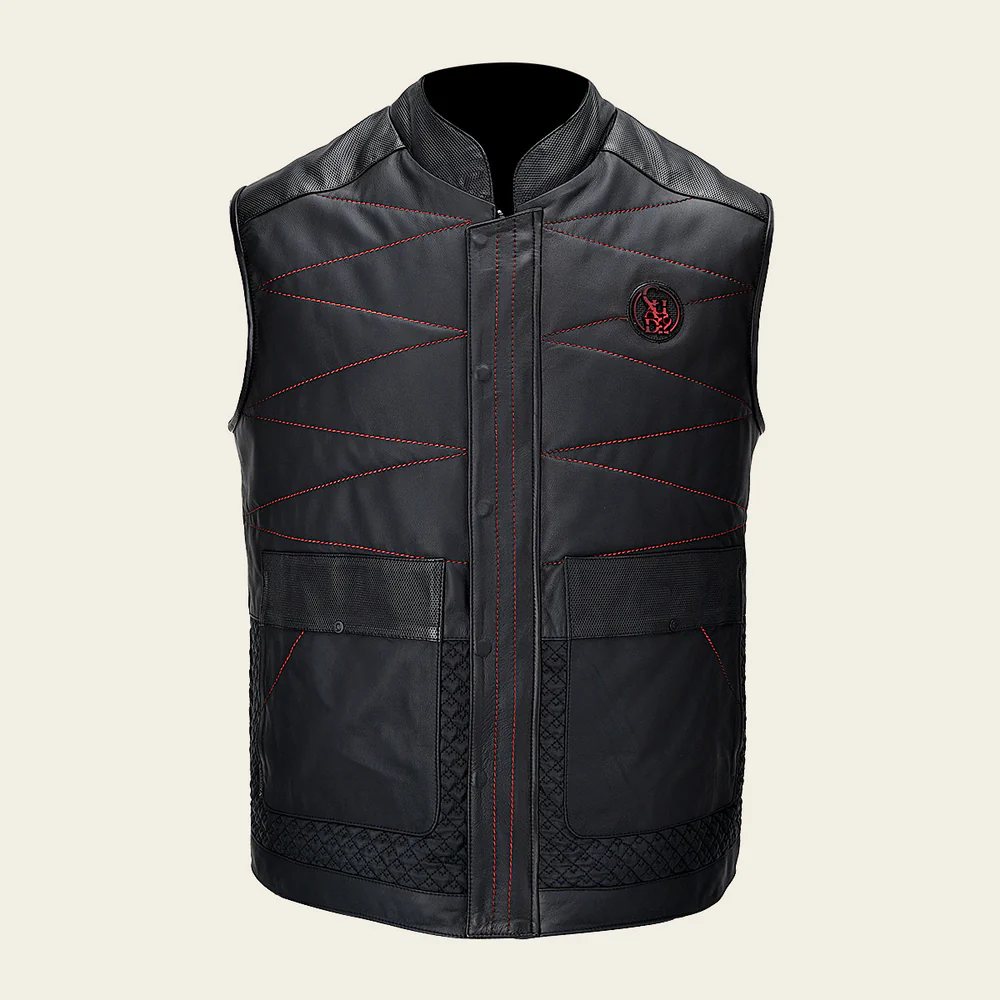 Luxury Black Men’s Lambskin Leather Vest