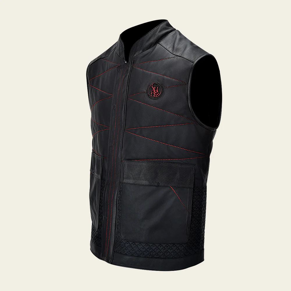 Luxury Black Men’s Lambskin Leather Vest