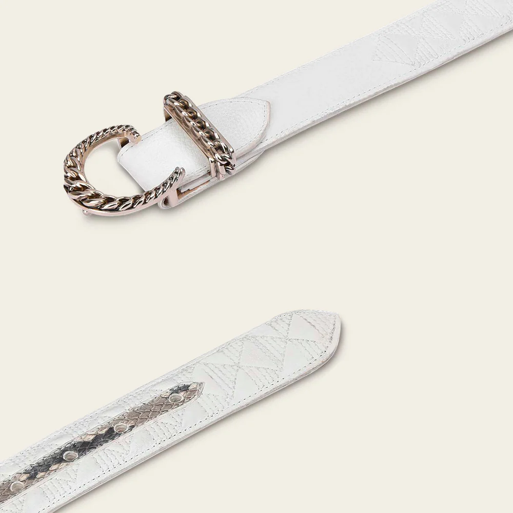 Cuadra White Casual Fashion Cowhide Leather Belt for Women