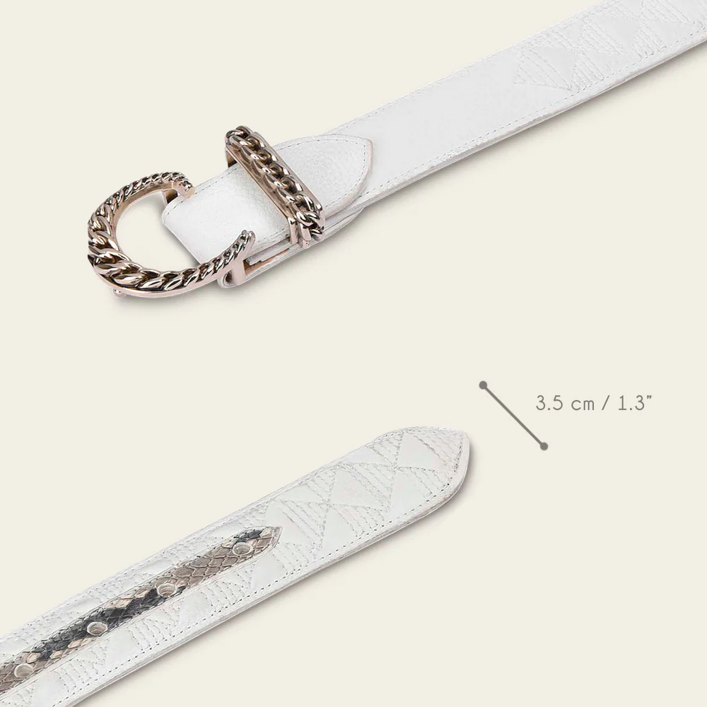 Cuadra White Casual Fashion Cowhide Leather Belt for Women