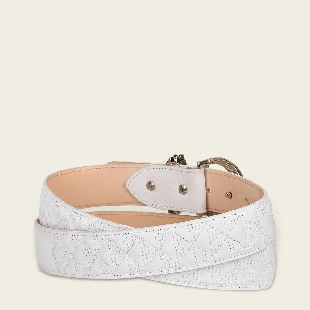 Cuadra White Casual Fashion Cowhide Leather Belt for Women
