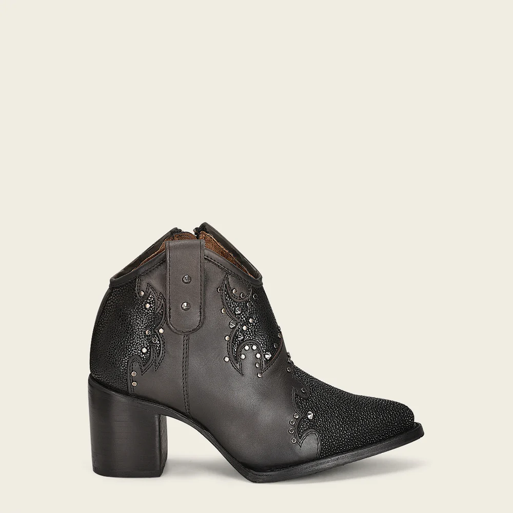 Luxury Women’s Ankle Boot in Stingray and Calf Leather with Metal Accents 6 Luxury Women’s Ankle Boot in Stingray and Calf Leather with Metal Accents