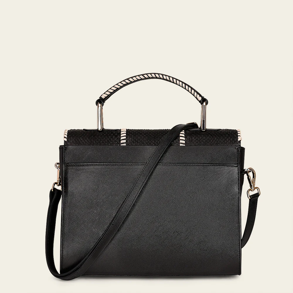 Elegant Women’s Black Python Leather Luxury Handbag 14 Elegant Women’s Black Python Leather Luxury Handbag