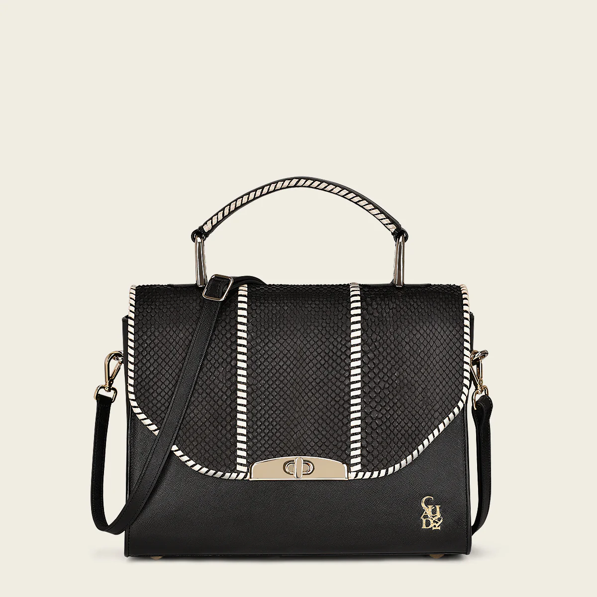 Elegant Women’s Black Python Leather Luxury Handbag 9 Elegant Women’s Black Python Leather Luxury Handbag