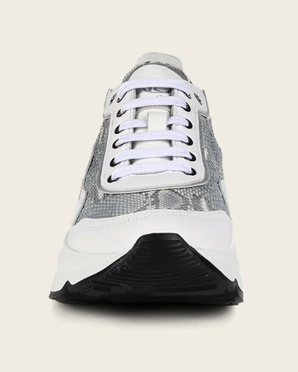 White Luxury Sneakers in Genuine Python Leather