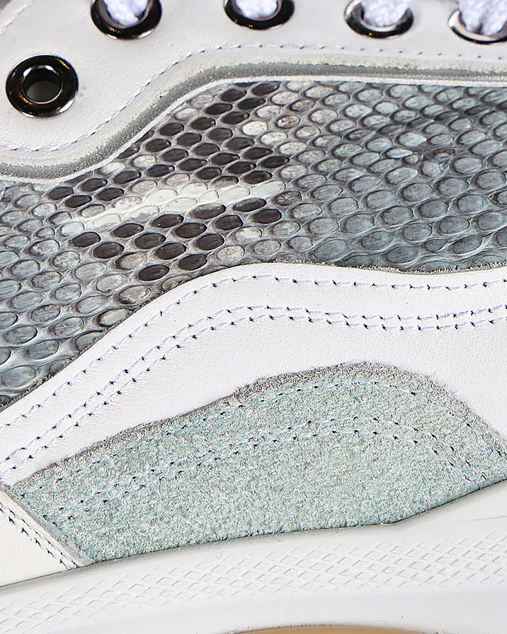White Luxury Sneakers in Genuine Python Leather