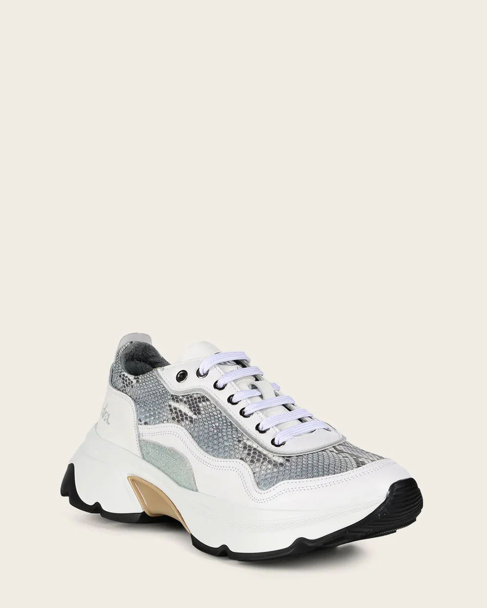 White Luxury Sneakers in Genuine Python Leather