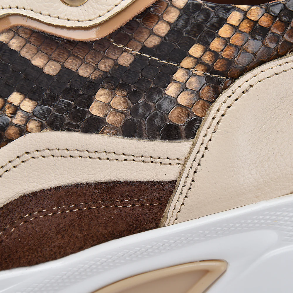 Honey Luxury Sneakers in Genuine Python Leather