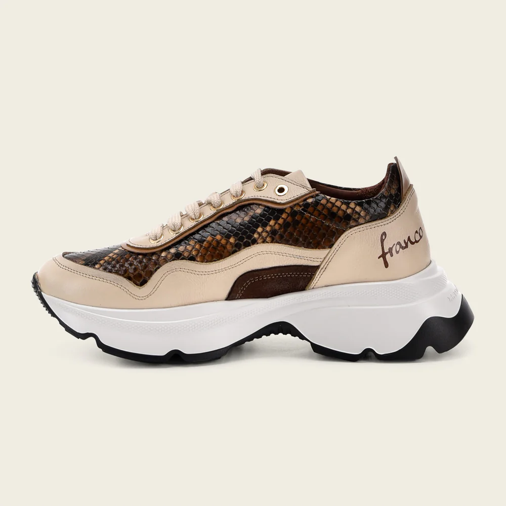 Honey Luxury Sneakers in Genuine Python Leather